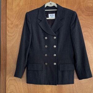 Kasper Women's Wool Charcoal Double-Breasted Blazer